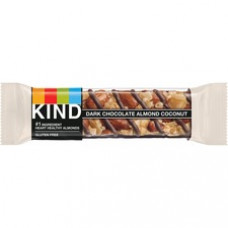 KIND Dark Chocolate Almond/Coconut Snack Bar - Gluten-free, Non-GMO, Sodium-free, Cholesterol-free, Fat-free, Individually Wrapped - Dark Chocolate, Almond, Coconut - Box - 1.40 oz - 12 / Box