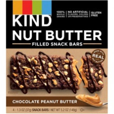 KIND Nut Butter Snack Bars - Low Sodium, Gluten-free, Trans Fat Free, No Artificial Flavor, No Artificial Color, Preservative-free - Chocolate, Peanut Butter - 1.30 oz - 4 / Box