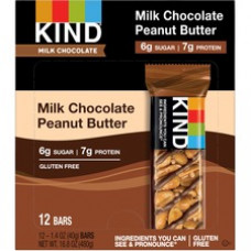 KIND Milk Chocolate Nut Bars - Low Sodium, Gluten-free, Individually Wrapped, Low Glycemic - Milk Chocolate, Peanut Butter, Peanut - 12 / Box
