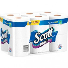 Scott 1000 1-ply 12Roll Bath Tissue - 1 Ply - 3.70