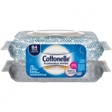 Cottonelle Flushable Wet Wipes - White - Flushable, Quick Drying - 42 Per Pack - 84 / Pack