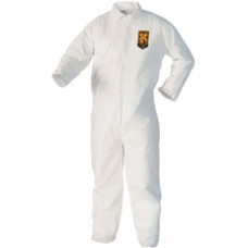 Kimberly-Clark A40 Protection Coveralls - Comfortable, Zipper Front, Breathable - Large Size - Liquid, Flying Particle Protection - White - 25 / Carton