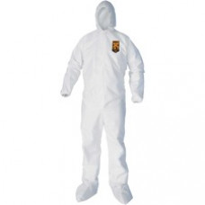 Kleenguard A40 Protection Coveralls - Hood, Zipper Front, Elastic Wrist, Elastic Ankle, Breathable, Low Linting - Medium Size - Liquid, Flying Particle Protection - White - 25 / Carton