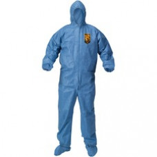 KleenGuard A60 Hooded Coveralls - Recommended for: Manufacturing, Laboratory, Emergency, Healthcare, Crime Scene - Microporous, Elastic Wrist, Elastic Ankle, Elastic Back, Storm Flap, Hood, Attached Boot, Serged Seams, Tear Resistant, Abrasion Resist