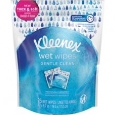 Kleenex Gentle Wrapped Wet Wipes - White - Alcohol-free, Paraben-free, Phthalate-free, Sulfate-free, Strong, Soft, Individually Wrapped, Chemical-free - For Skin, Hand, Face, Body - 25 / Pack
