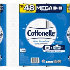 Cottonelle CleanCare Bath Tissue - 340 Sheets/Roll - White - Soft, Strong, Flushable - For Bathroom, Toilet - 12 Rolls Per Pack - 1 Each