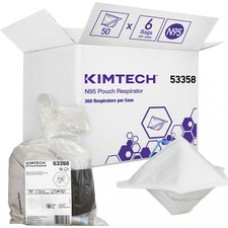 KIMTECH N95 Pouch Respirator Face Mask - Breathable, Comfortable - Regular Size - Airborne Particle, Airborne Contaminant Protection - White - 50 / Bag - TAA Compliant