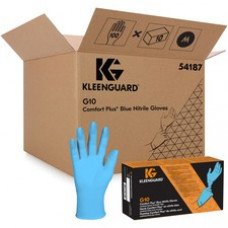 Kleenguard G10 Comfort Plus Gloves - Medium Size - For Right/Left Hand - Nitrile - Blue - High Tactile Sensitivity, Textured Grip, Powder-free - For Food Handling, Food Preparation, Manufacturing, Food Service, Electrical, Electrical Contracting, Painting