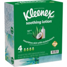Kleenex Soothing Lotion Tissues - 3 Ply - White - Moisturizing, Soft, Strong - For Face, Home, Office, Business, Skin - 60 Per Box - 8 / Carton
