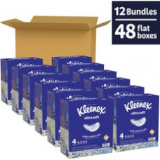 Kleenex Ultra Soft Tissues - 3 Ply - White - Soft, Strong, Fragrance-free - For Multipurpose - 65 Per Box - 12 / Carton