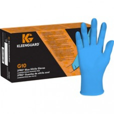 Kleenguard G10 Blue Nitrile Gloves - Large Size - For Right/Left Hand - Nitrile - Blue - High Tactile Sensitivity, Textured Grip, Powder-free - For Food Handling, Food Preparation, Manufacturing, Food Service, Electrical, Electrical Contracting, Painting,