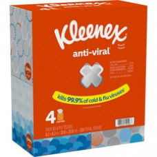 Kleenex Anti-viral Facial Tissue - 3 Ply - White - Anti-viral, Soft - For Face, Business, Commercial - 55 Per Box - 4 / Pack
