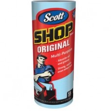 Scott Shop Towels - 1 Ply - 55 Sheets/Roll - Blue - Strong, Durable, Absorbent - For Garage, Automotive - 30 / Carton