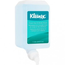 Kleenex Foam Hair & Body Wash - Fresh Scent - 33.8 fl oz (1000 mL) - Hair, Body - Blue - Residue-free - 6 / Carton