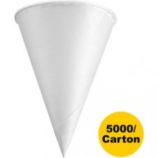 Konie Rolled Rim Paper Cone Cups - 200 / Pack - 4 fl oz - Cone - 5000 / Carton - White - Paper - Cold Drink, Beverage