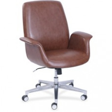 La-Z-Boy ComfortCore Gel Seat Collaboration Chair - Brown Faux Leather Seat - Brown Faux Leather Back - 1 Each