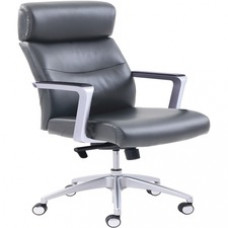 La-Z-Boy High-back Leather Chair - Gray Bonded Leather Seat - Gray Bonded Leather Back - High Back - 5-star Base - Armrest - 1 Each