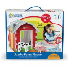 Learning Resources Jumbo Farm Playset - Theme/Subject: Animal - Skill Learning: Farm, Game, Eye-hand Coordination, Fine Motor, Imagination, Visual, Tactile Stimulation, Problem Solving, Language Development, Hand, Motor Planning - 3 Year & Up - 14 Pi