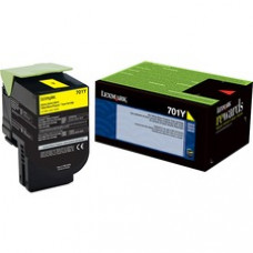 Lexmark 701Y Toner Cartridge - Laser - Standard Yield - 1000 Pages - Yellow - 1 Each