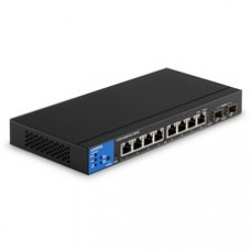 Linksys 8-Port Managed Gigabit PoE+ Switch - 8 Ports - Manageable - TAA Compliant - 3 Layer Supported - Modular - 2 SFP Slots - 110 W PoE Budget - Optical Fiber, Twisted Pair - PoE Ports - 5 Year Limited Warranty