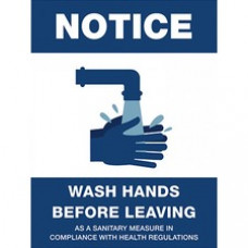 Lorell NOTICE Wash Hands Before Leaving Sign - 1 Each - NOTICE Wash Hands Before Leaving Print/Message - 6