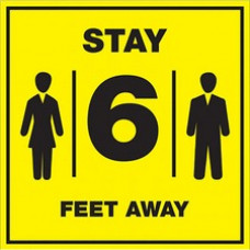 Lorell Stay 6 Feet Away Bright Yellow Sign - 1 Each - STAY 6 FEET AWAY Print/Message - 6