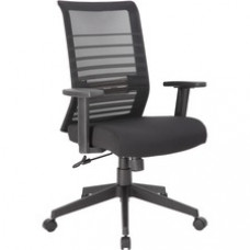 Lorell Horizontal Mesh Back Task Chair - Fabric Seat - Black - Armrest - 1 Each