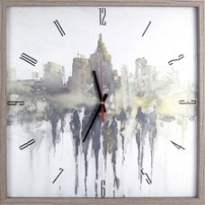 Lorell City Walk Decorative Wall Clock - Analog - Quartz - Wood Case