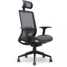 Lorell Mesh Task Chair With Headrest - Black - Armrest - 1 Each
