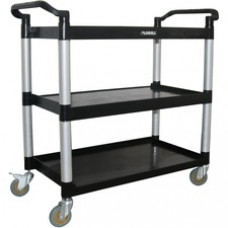 Lorell X-tra Utility Cart - 3 Shelf - Dual Handle - 300 lb Capacity - 4 Casters - 4
