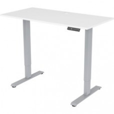 Lorell Height-Adjustable 2-Motor Desk - White Rectangle Top - Gray T-shaped Base - 48