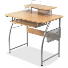 Lorell Upper Shelf Laminate Computer Desk - Rectangle Top - 23.60" Table Top Width x 35.40" Table Top Depth - 35.20" Height - Assembly Required - Maple - Metal