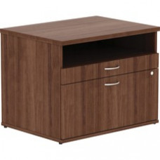 Lorell Walnut Open Shelf File Cabinet Credenza - 2-Drawer - 29.5