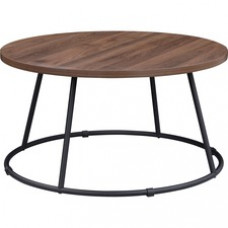 Lorell Round Coffee Table - Walnut Round Top - Powder Coated Four Leg Base - 4 Legs x 1