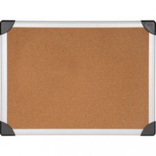 Lorell Mounting Aluminum Frame Corkboards - 24" Height x 36" Width - Cork Surface - Durable, Resist Warping, Laminated, Resilient - Aluminum Frame - 1 Each