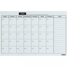 Lorell Monthly Planner Magnetic Dry-erase Board - Daily, Monthly - White - Tempered Glass - 24