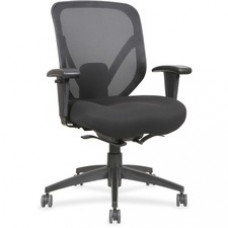 Lorell Self-tilt Mid-back Chair - Fabric Seat - Fabric Back - 5-star Base - Black - 19.13