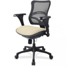 Lorell Mid-back Fabric Seat Chair - Fabric Seat - Plastic Black Frame - 5-star Base - Beige - 18.10