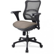 Lorell Mid-back Fabric Seat Chair - Fabric Seat - Plastic Black Frame - 5-star Base - Brown - 18.10