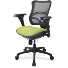 Lorell Mid-back Fabric Seat Chair - Fabric Seat - Plastic Black Frame - 5-star Base - Green - 18.10