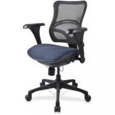 Lorell Mid-back Fabric Seat Chair - Fabric Seat - Plastic Black Frame - 5-star Base - Blue - 18.10