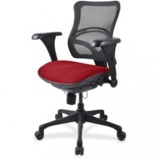 Lorell Mid-back Fabric Seat Chair - Fabric Real Red Seat - Plastic Black Frame - 5-star Base - 18.10