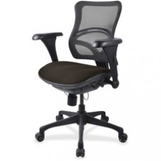 Lorell Mid-back Fabric Seat Chair - Fabric Pepper Seat - Plastic Black Frame - 5-star Base - 18.10
