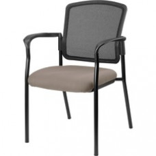 Lorell Mesh Back Guest Chair - Fabric Seat - Powder Coated Steel Black Frame - Brown, Stratus - 25.8
