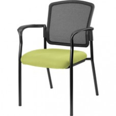 Lorell Mesh Back Guest Chair - Fabric Seat - Powder Coated Steel Black Frame - Green, Apple Green - 25.8