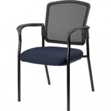 Lorell Breathable Mesh Guest Chair - Fabric Periwinkle Blue Seat - Steel Black Frame - 23
