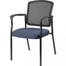 Lorell Mesh Back Guest Chair - Fabric Seat - Powder Coated Steel Black Frame - Blue, Ocean - 25.8