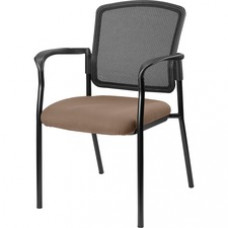 Lorell Breathable Mesh Guest Chairs - Fabric Seat - Steel Black, Powder Coated Frame - Malted
