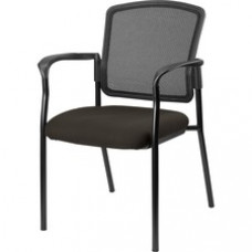 Lorell Breathable Mesh Guest Chairs - Fabric Seat - Steel Black, Powder Coated Frame - Pepper