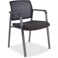 Lorell Guest Chair - Fabric Black, Plastic Seat - Black Back - Black - 18.75